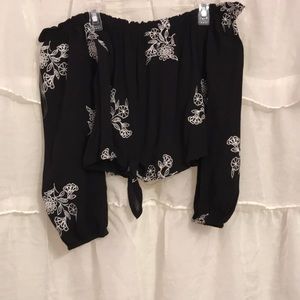 black and white off the shoulder top